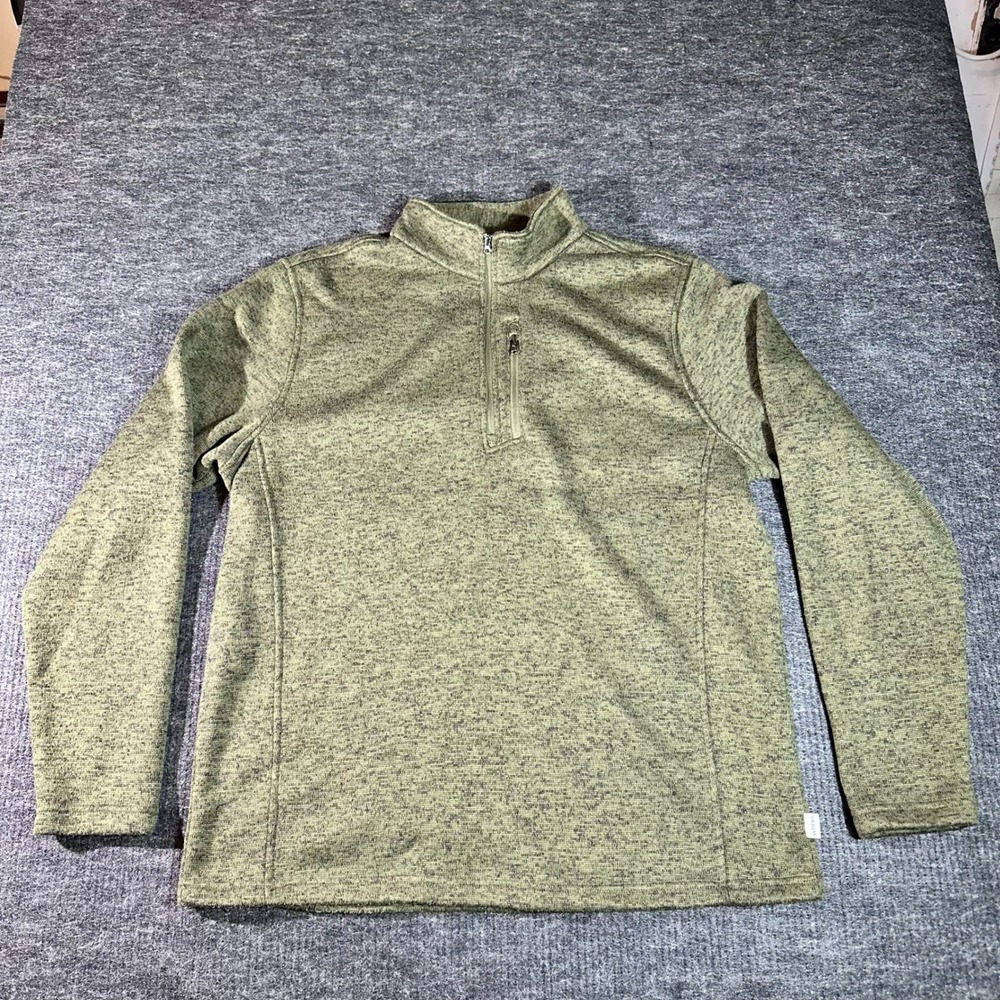 Magellan Outdoors Mens XL Olive Green Heather Quarter Zip Pullover Sweater (D11)